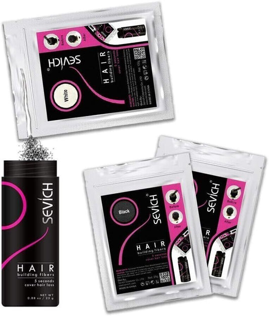 Sevich Hair Building Fibres Refill Pack (25g–100g) + Spray Pump Bundle | Keratin Thickening Powder UK
