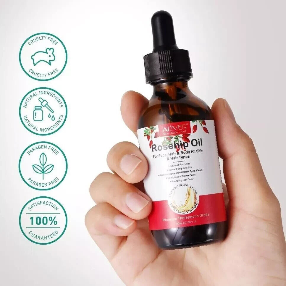 Aliver 100% Pure Rosehip Oil 60ml | Cold-Pressed Natural Oil for Radiant Skin & Healthy Hair