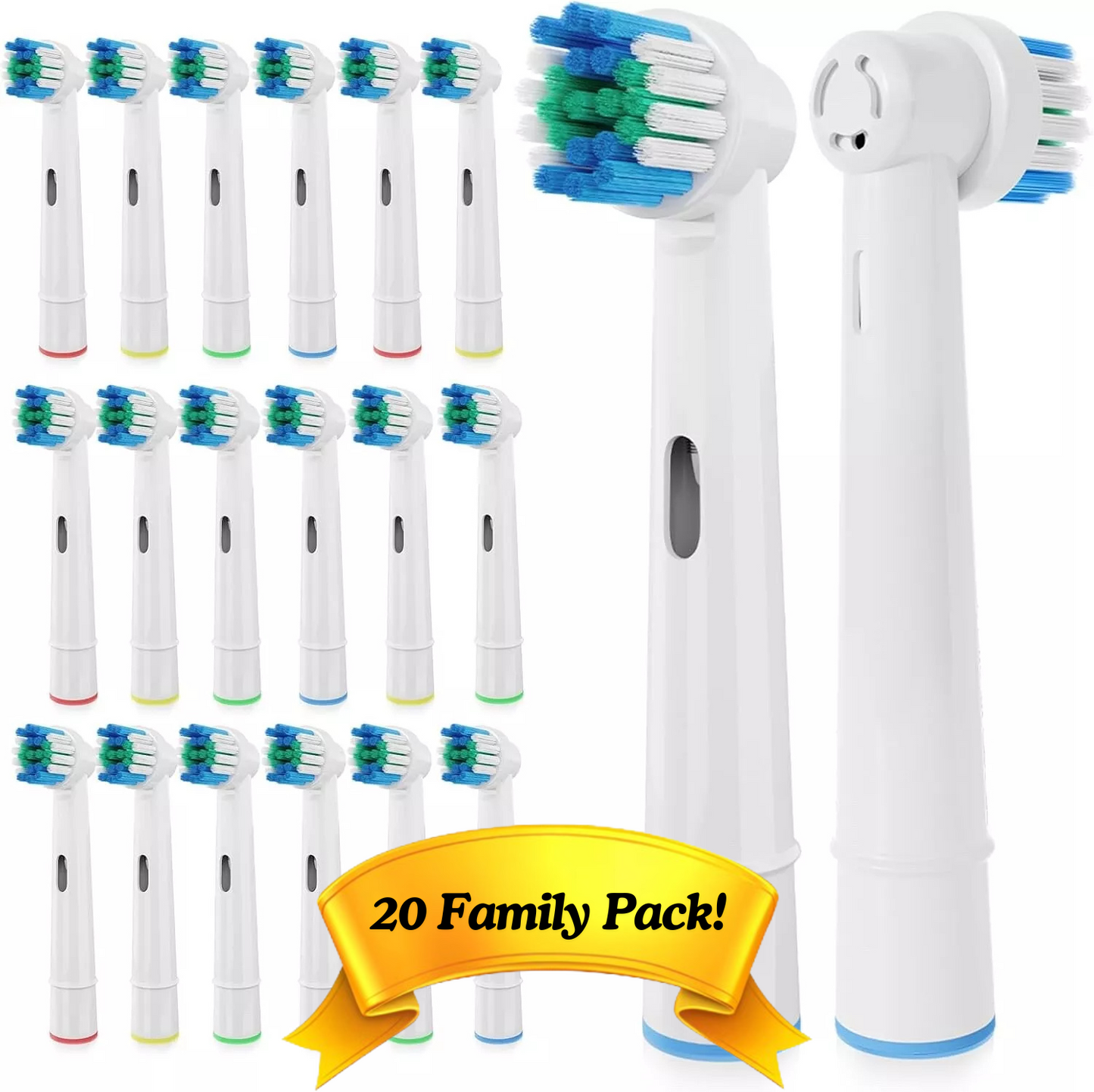 20× Electric Toothbrush Heads Compatible with Oral-B & Braun | Replacement Brush Heads (Soft Bristles)