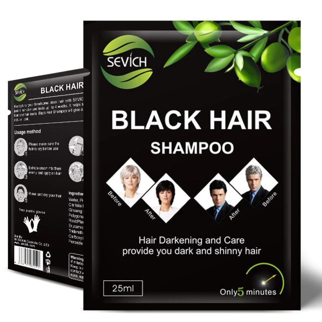 Sevich Black Hair Dye Shampoo | Instant Hair Blackening for Grey & White Hair – 5-Minute Colour