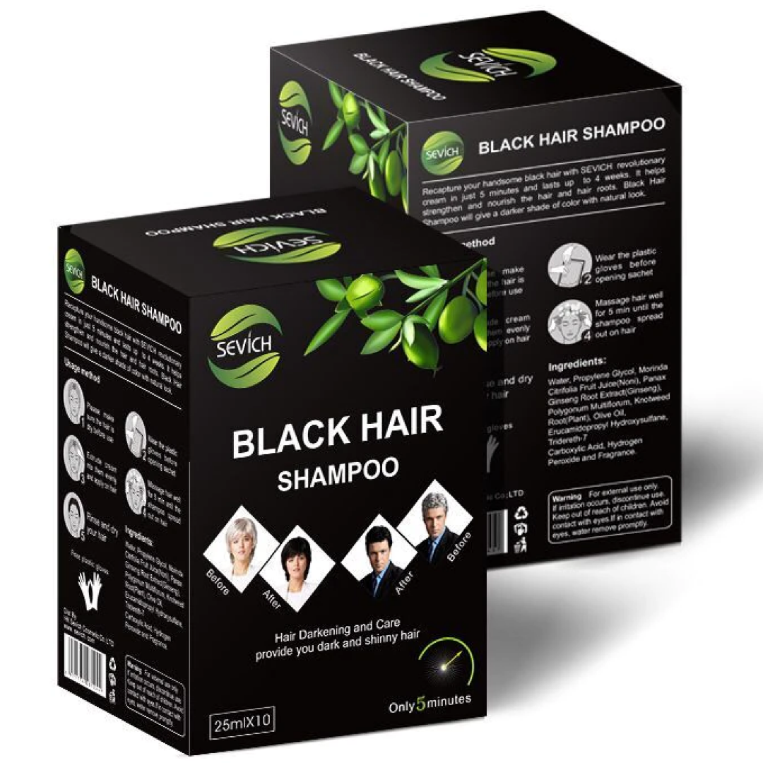 Sevich Black Hair Dye Shampoo | Instant Hair Blackening for Grey & White Hair – 5-Minute Colour