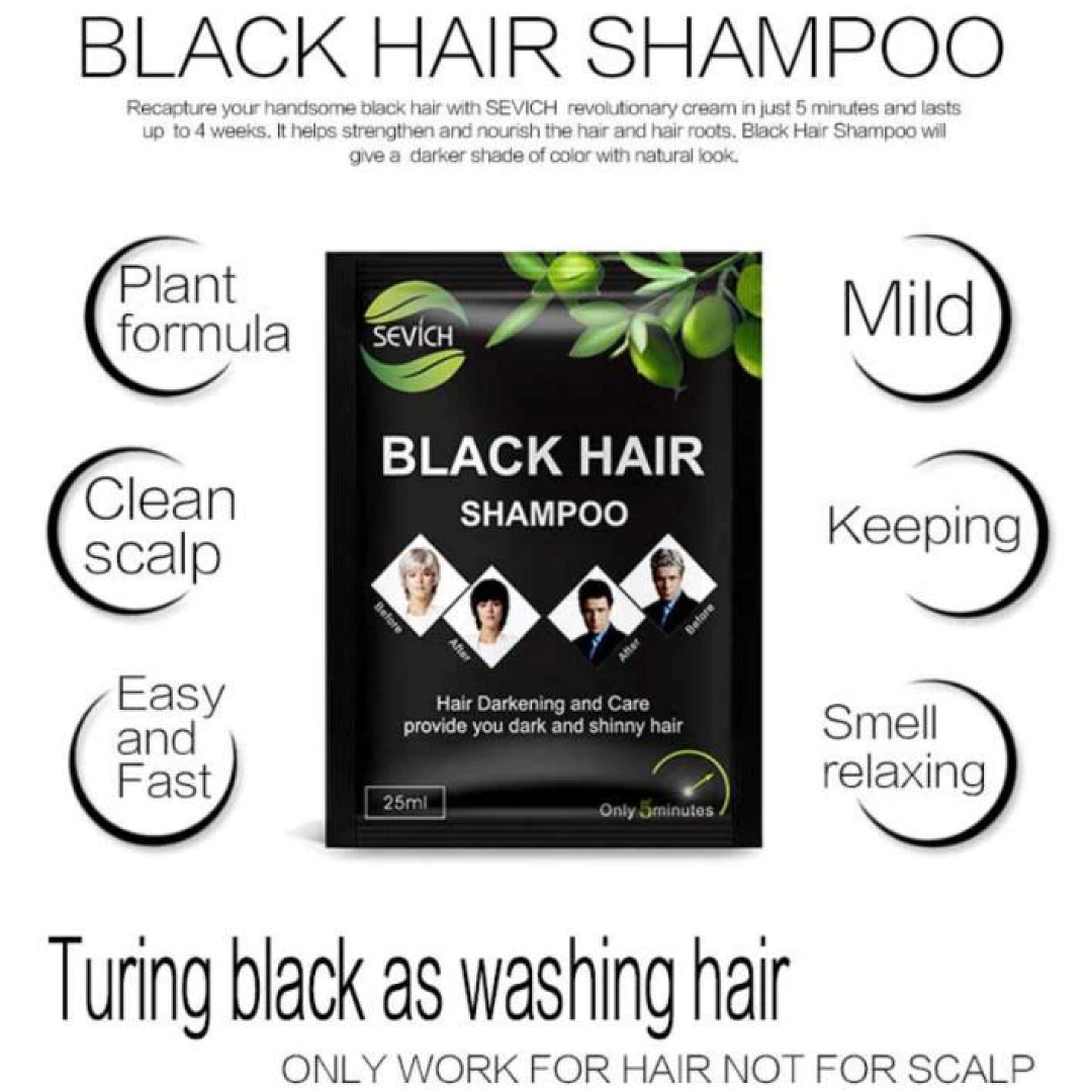 Sevich Black Hair Dye Shampoo | Instant Hair Blackening for Grey & White Hair – 5-Minute Colour