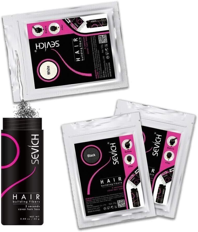 Sevich Hair Building Fibres Refill Pack (25g–100g) + Spray Pump Bundle | Keratin Thickening Powder UK