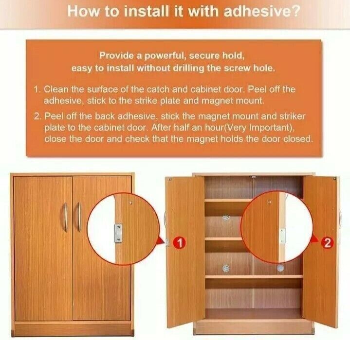 2–20 Pcs Strong Magnetic Catch Latch | Ultra-Thin Door, Cabinet & Cupboard Closer (With Screws)