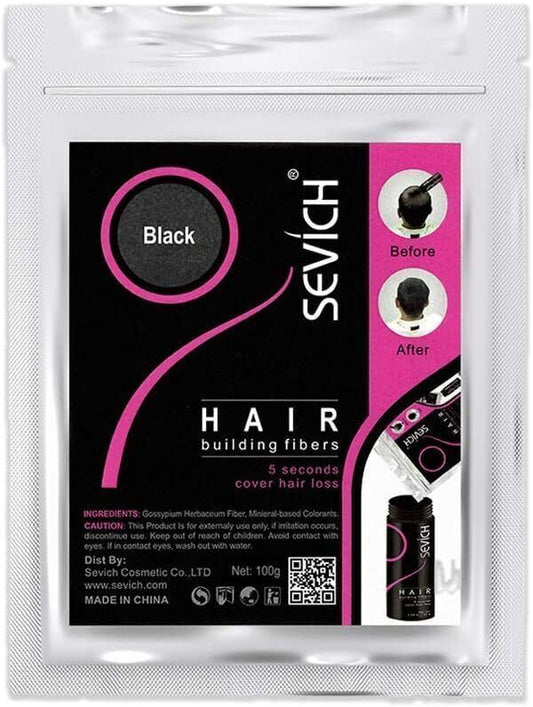 Sevich Hair Building Fibres 100g Refill Bag | Keratin Hair Thickening Powder UK