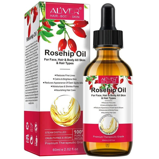 Aliver 100% Pure Rosehip Oil 60ml | Cold-Pressed Natural Oil for Radiant Skin & Healthy Hair