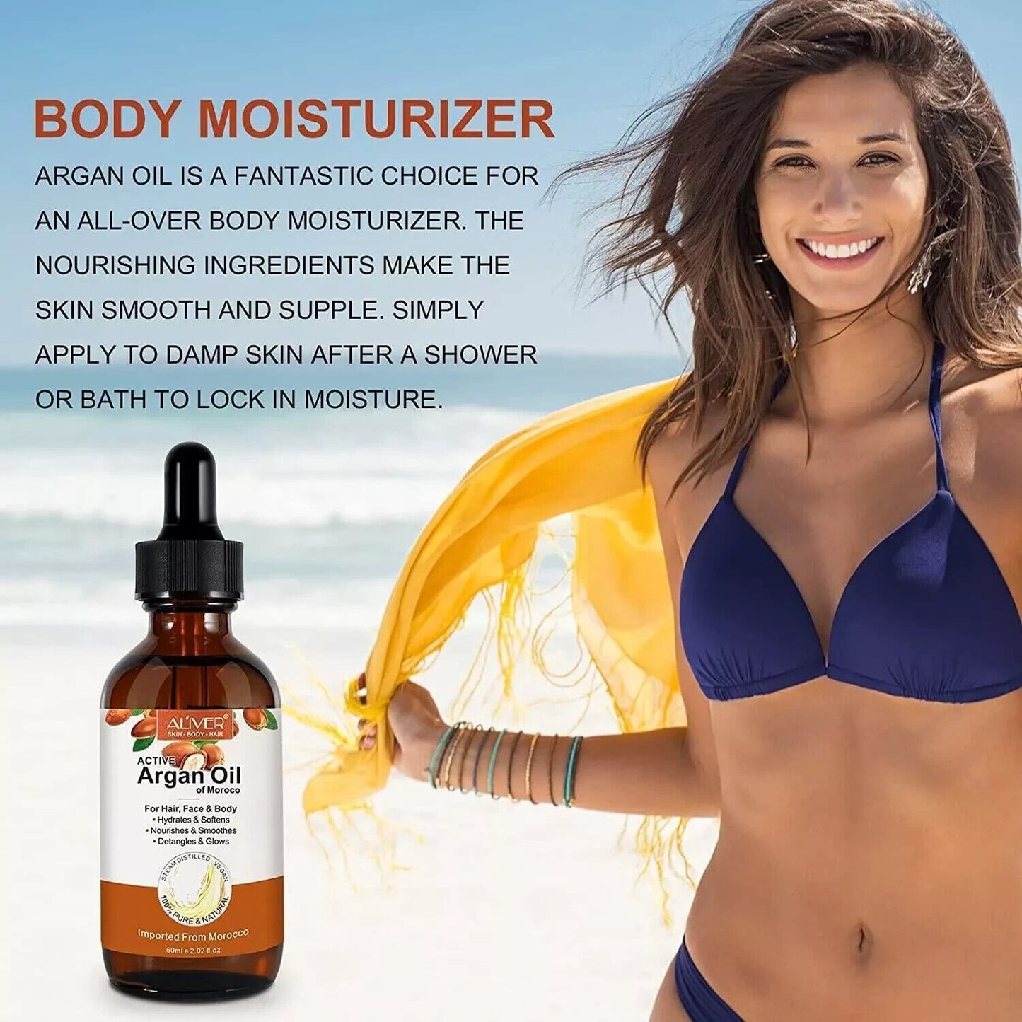 Aliver Pure Argan Oil | 100% Natural Cold-Pressed Oil for Hair Growth, Skin Repair & Moisturising Care