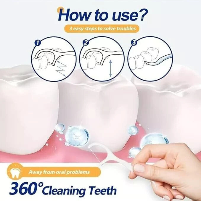 100 Pack Dental Floss Sticks | Interdental Tooth Picks & Oral Plaque Cleaning Flossers UK