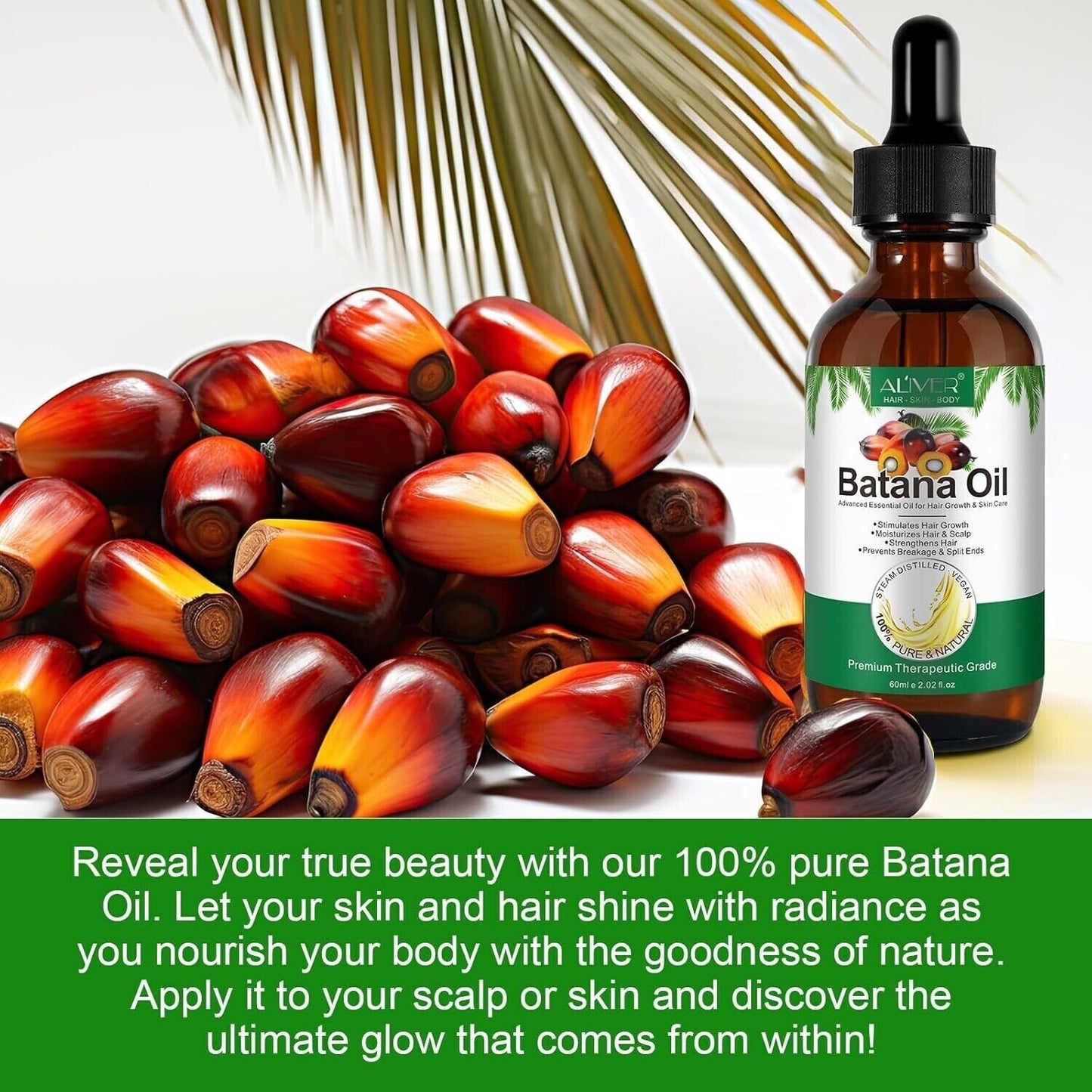 Batana Oil for Hair Growth | 100% Pure & Natural Hair Repair & Strengthening Oil (60ml)