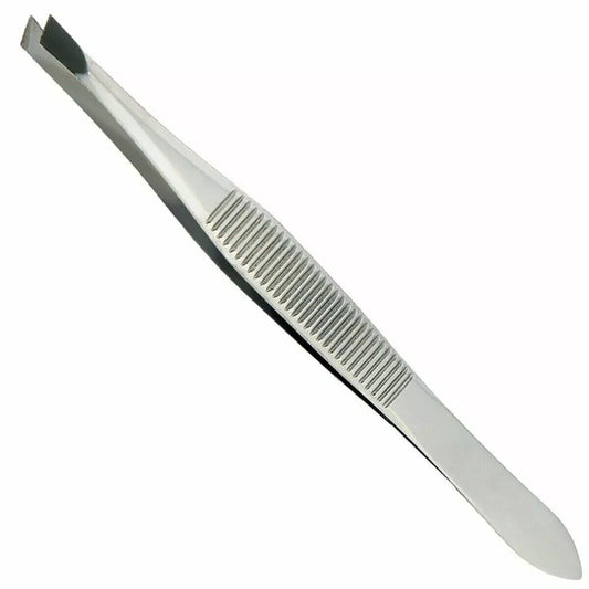 Professional Stainless Steel Tweezers | Eyebrow & Facial Hair Remover – Flat or Slant Tip (UK)