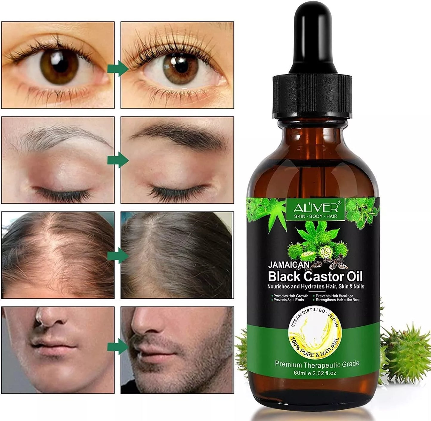 Jamaican Black Castor Oil 100% Pure | Hair Growth, Lashes & Brows (60ml)